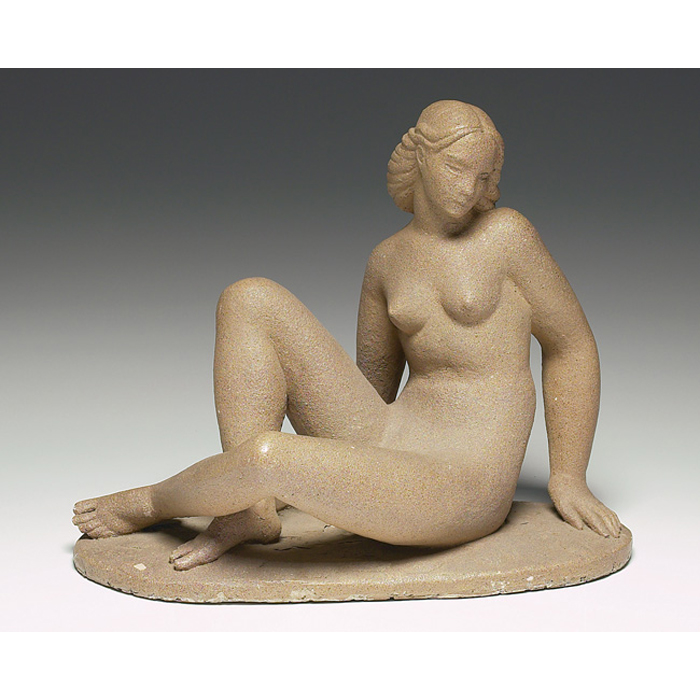 Appraisal: Waylande Gregory sculpture nude figure covered in a brown matt