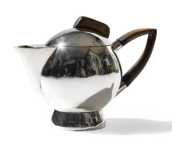 Appraisal: ENGLISH TEAPOT London Silver and wood H cm