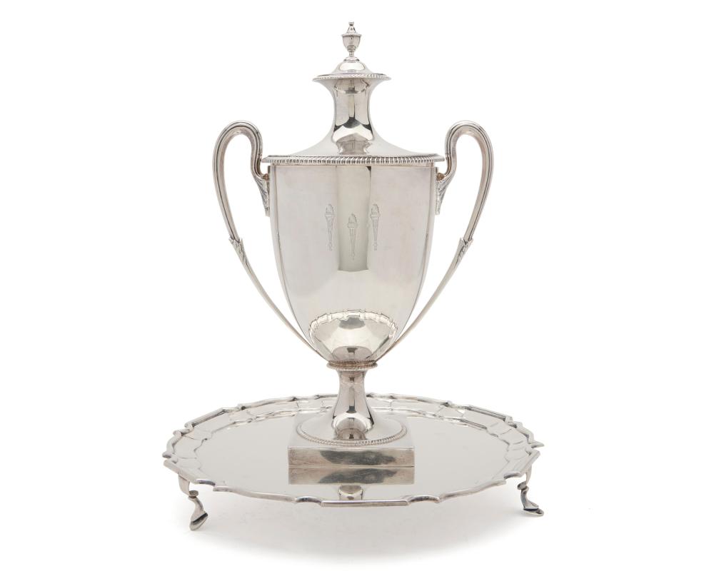 Appraisal: Crichton Brothers Silver Covered Urn London together with a complementary