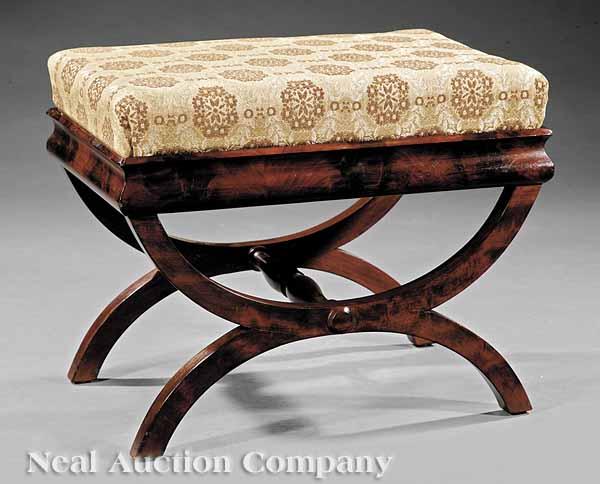 Appraisal: An American Classical Mahogany Curule Stool c probably New York