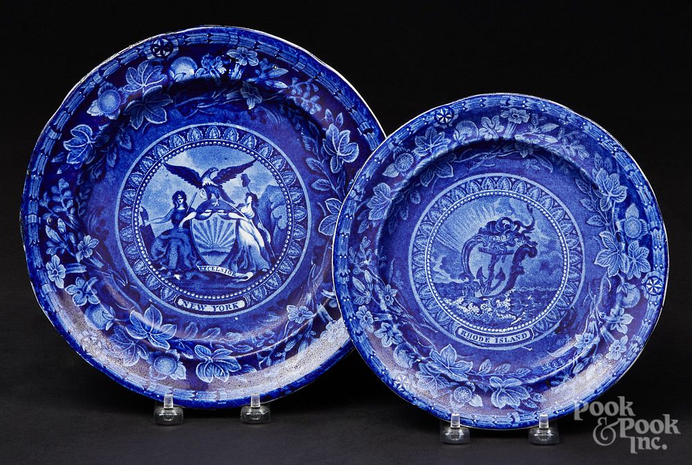 Appraisal: Two Historical blue Staffordshire plates Two Historical blue Staffordshire plates