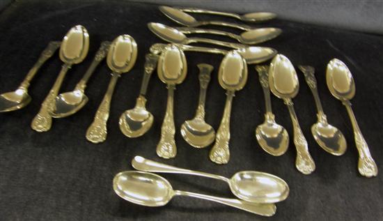 Appraisal: SIX KING'S PATTERN SILVER TABLEFORKS and seven similar tablespoons oz