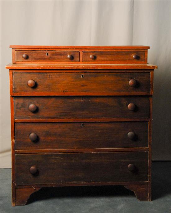 Appraisal: A th C Stepback Chest of Drawers having two small