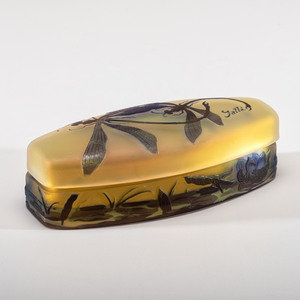 Appraisal: mile Gall French Dragonfly Box cameo glass marked 'Gall '