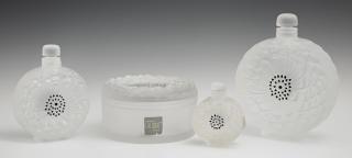 Appraisal: R Lalique Four Dahlia Pattern Items consisting of a powder