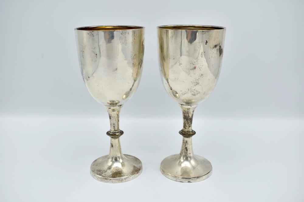 Appraisal: PAIR OF LATE EDWARDIAN SILVER GOBLETSBirmingham dated Maker D MD