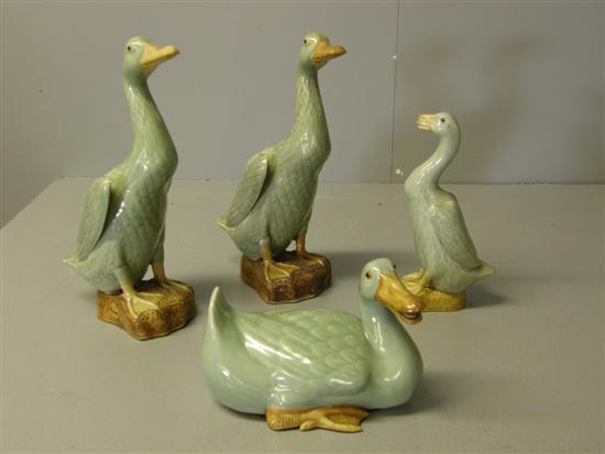 Appraisal: Set of four Chinese celadon glazed ducks seal marks to