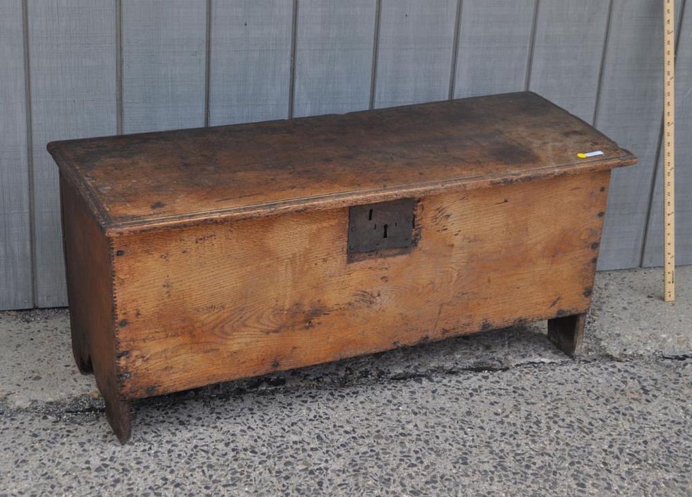 Appraisal: Antique English Oak Six Board Coffer high long deep Wear