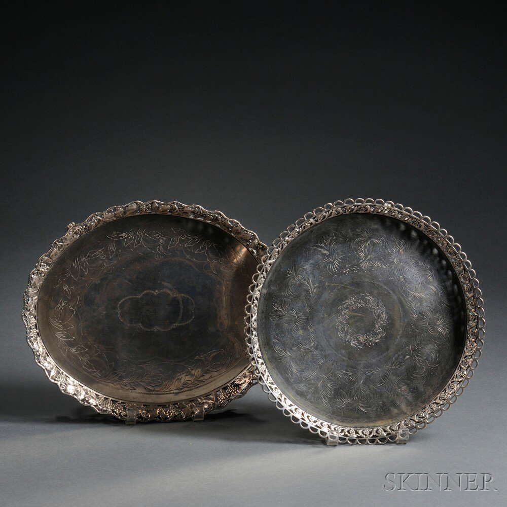 Appraisal: Two Portuguese Silver Salvers Oporto - both with slightly everted