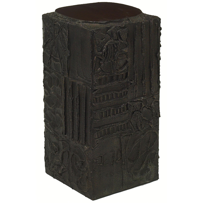 Appraisal: Paul Evans Sculpted Bronze pedestal square form with textured surface