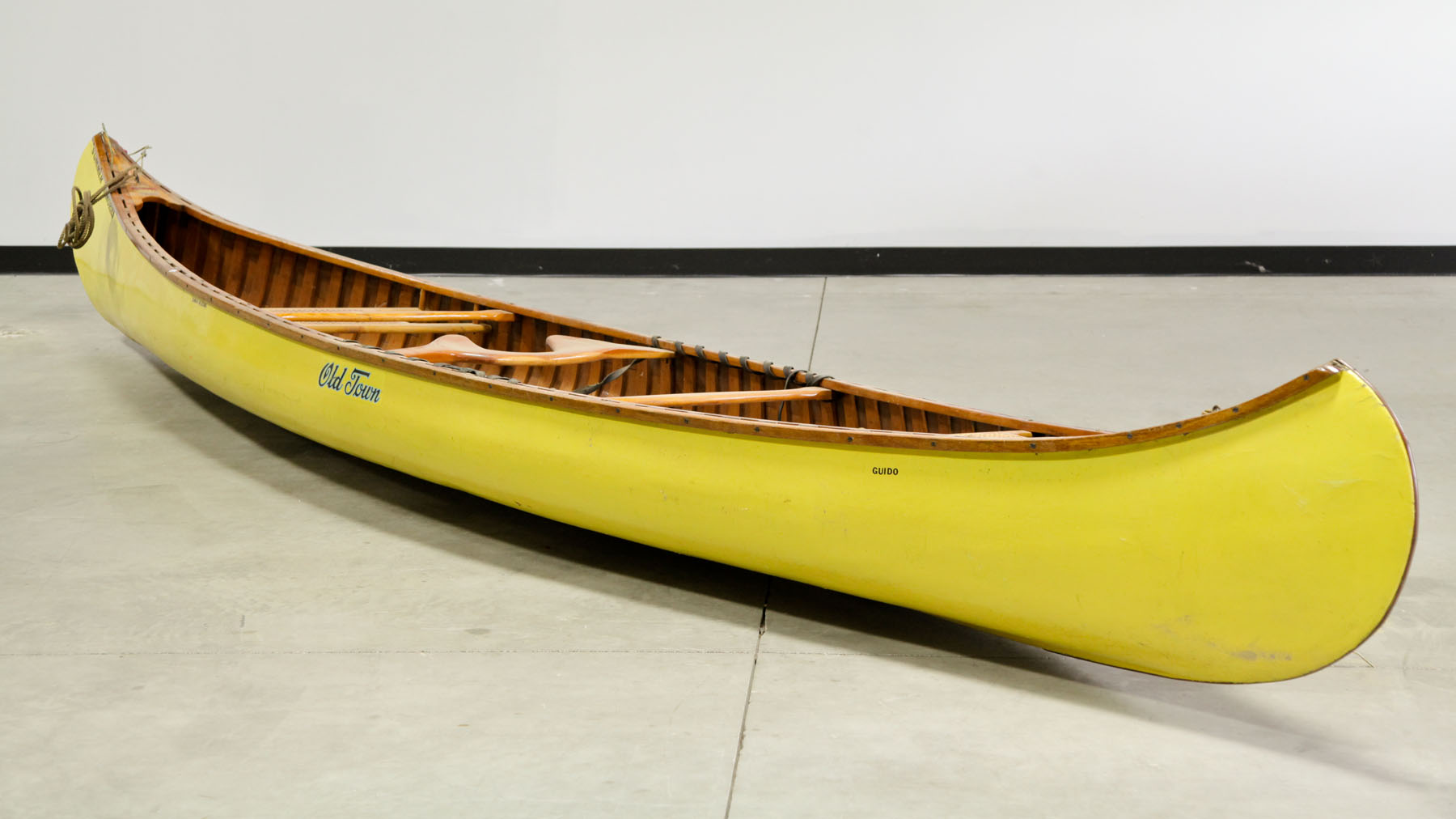 Appraisal: OLD TOWN CANOE Maine th century mixed woods Yellow painted