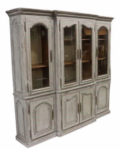 Appraisal: Italian painted breakfront bookcase th c molded cornice four cabinet