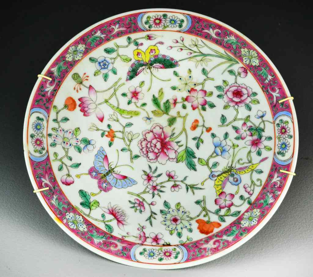 Appraisal: Chinese Qing Famille Rose Porcelain PlateFinely painted to depict butterflies