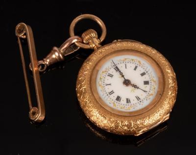 Appraisal: A lady's k yellow gold open faced pocket watch with