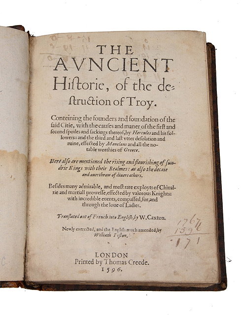 Appraisal: CAXTON W Trans The Ancient Histoirie of The Destruction of