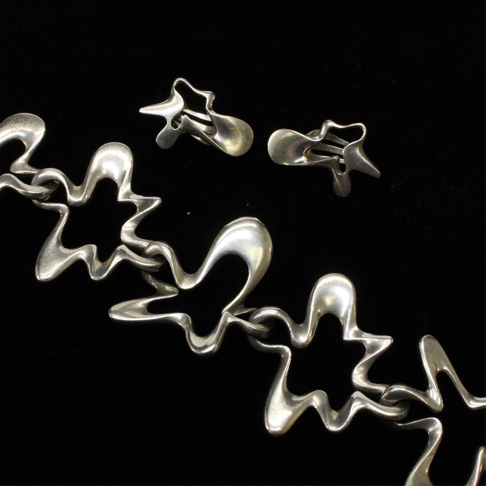 Appraisal: Georg Jensen Splash Bracelet Earrings Koppel Henning Koppel for Georg