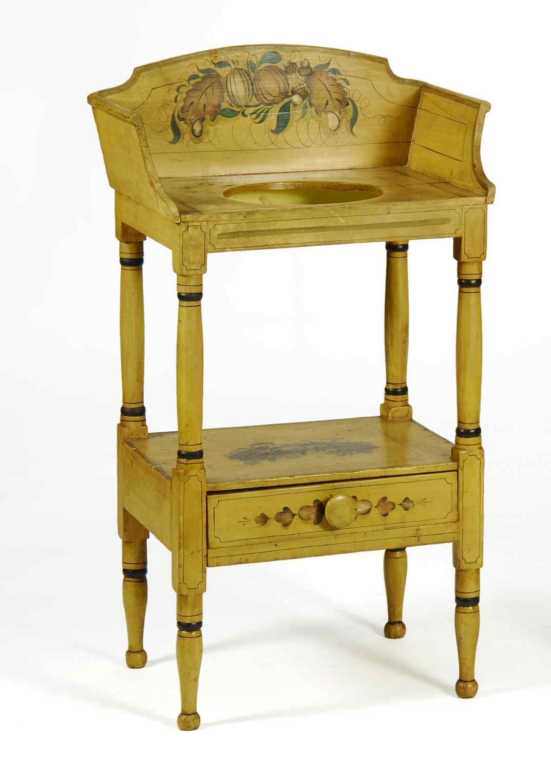 Appraisal: ANTIQUE AMERICAN SHERATON WASHSTANDFirst Half of the th CenturyIn mustard