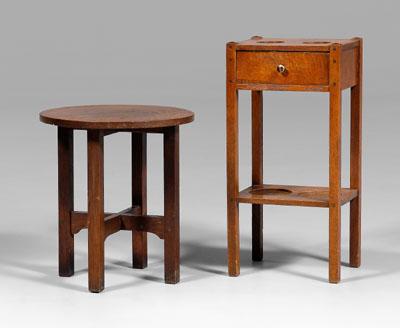 Appraisal: Stickley Arts and Crafts oak tabouret circular top and trestle