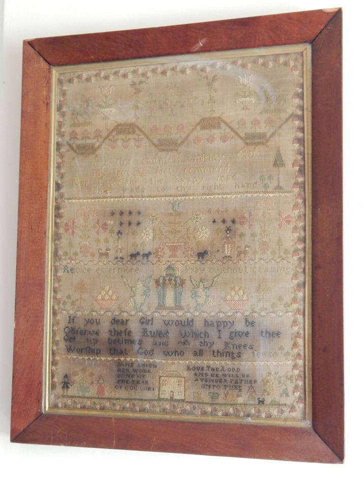 Appraisal: A George IV pictorial and motto sampler 'If You Dear