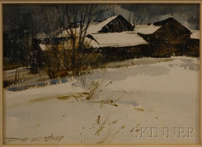 Appraisal: Don Stone American b Farm in Winter Signed Don Stone