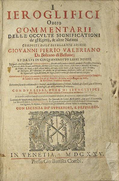 Appraisal: Valeriano Balzano Giovanni Pietro Hieroglyphia Venice