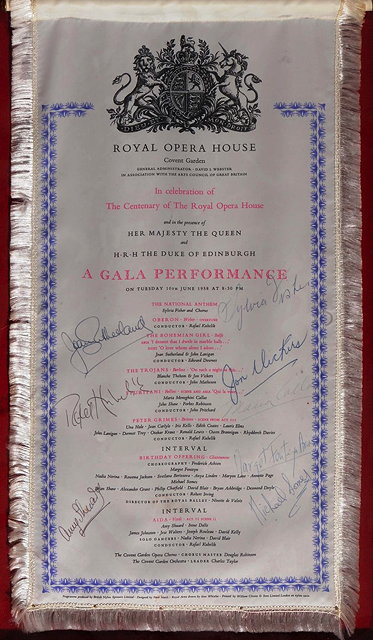 Appraisal: A ROYAL OPERA HOUSE COVENT GARDEN PROGRAMME printed on silk