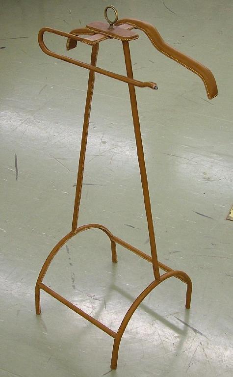 Appraisal: Good quality brass leather bound clothes stand horse high