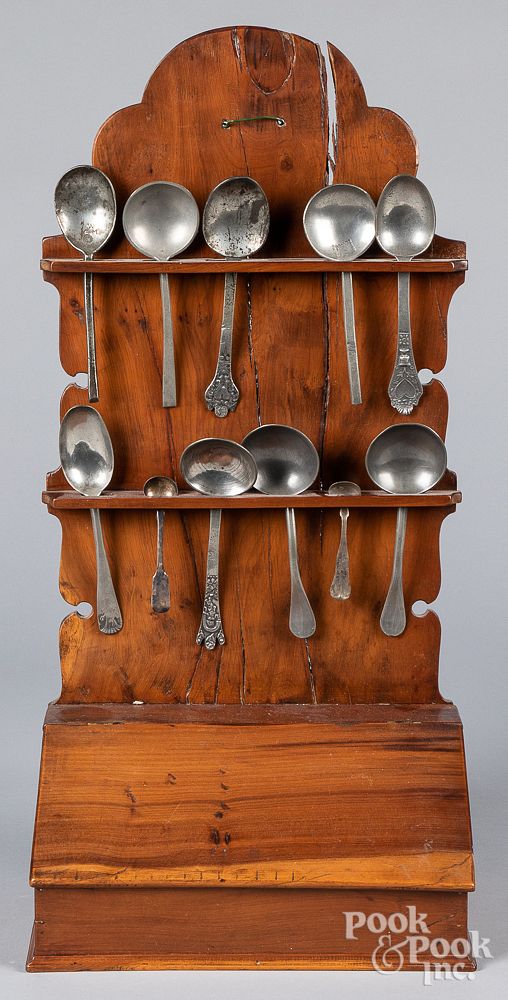 Appraisal: Fruitwood hanging spoon rack early th c Fruitwood hanging spoon