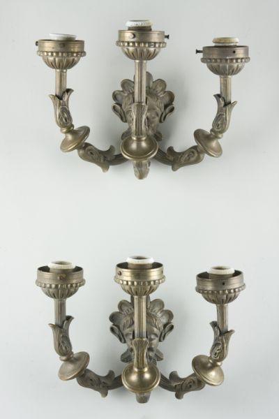 Appraisal: Pair of Bronze Sconces early th c each with three