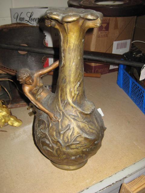 Appraisal: Pair of Austrian Art Nouveau bronzed spelter Vases moulded female