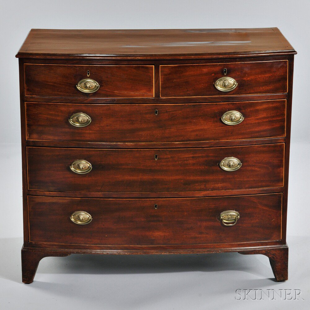 Appraisal: George III Mahogany Chest of Drawers early th century bowfront