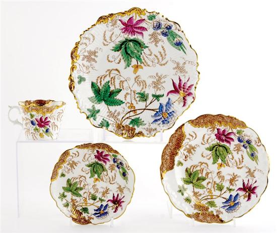 Appraisal: English porcelain dessert service Charles Ford circa floral pattern consisting