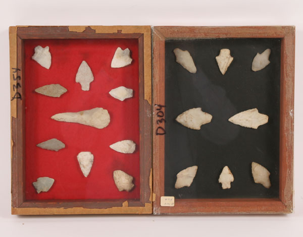 Appraisal: Two frames D with arrowheads from Bishop's Harbor Tampa Bay