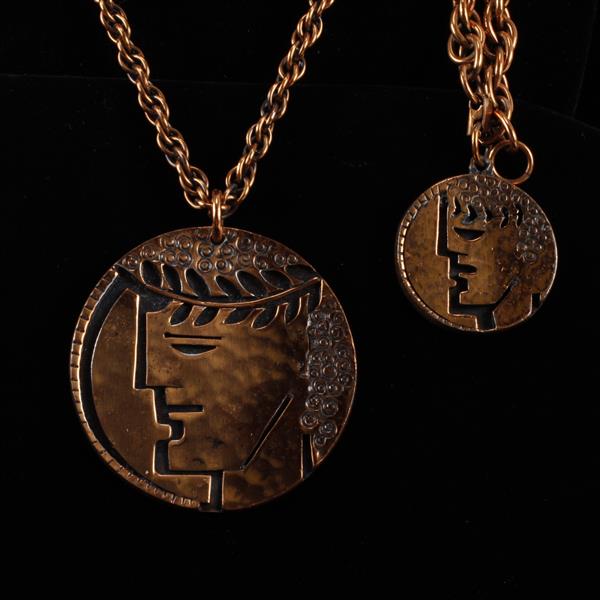 Appraisal: Francisco Rebajes pc Copper Ceasar Head Medallion Necklace Bracelet