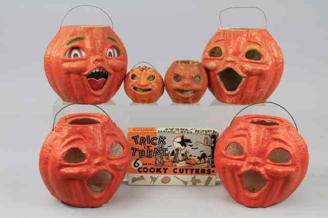 Appraisal: SIX PULP JACK-O-LANTERNS COOKIE CUTTERS CUTTERS Six USA jack-o-lanterns one