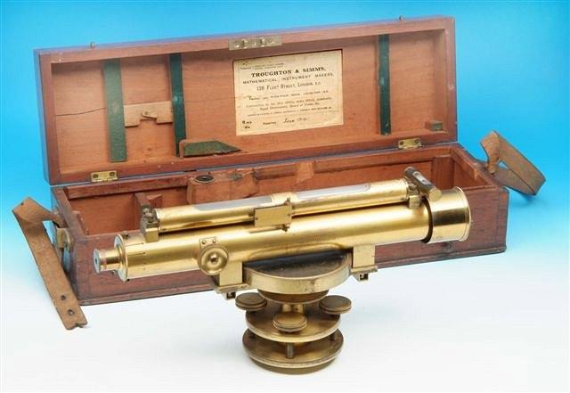 Appraisal: A LACQUERED SURVEYOR'S LEVEL signed Troughton Simms London the telescope