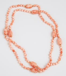 Appraisal: Strand of Angelskin Coral Beads th c consisti Strand of