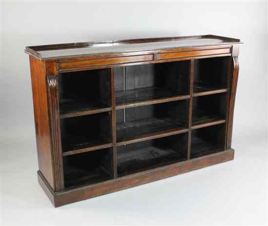 Appraisal: A Regency simulated rosewood and mahogany dwarf open bookcase with