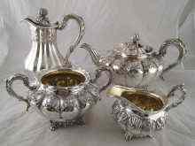 Appraisal: A four piece matched silver teaset of melon shape with