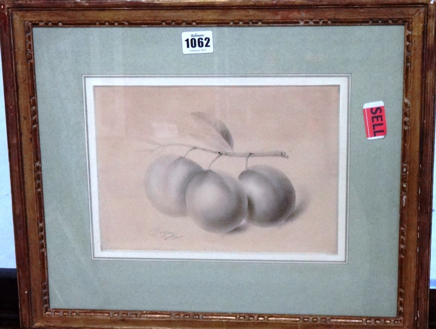 Appraisal: Antoine Berjon - Study of three peaches pencil and grey