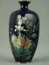 Appraisal: VASE - FINE CLOISONNE MINIATURE VASE WITH OPEN COBALT BLUE