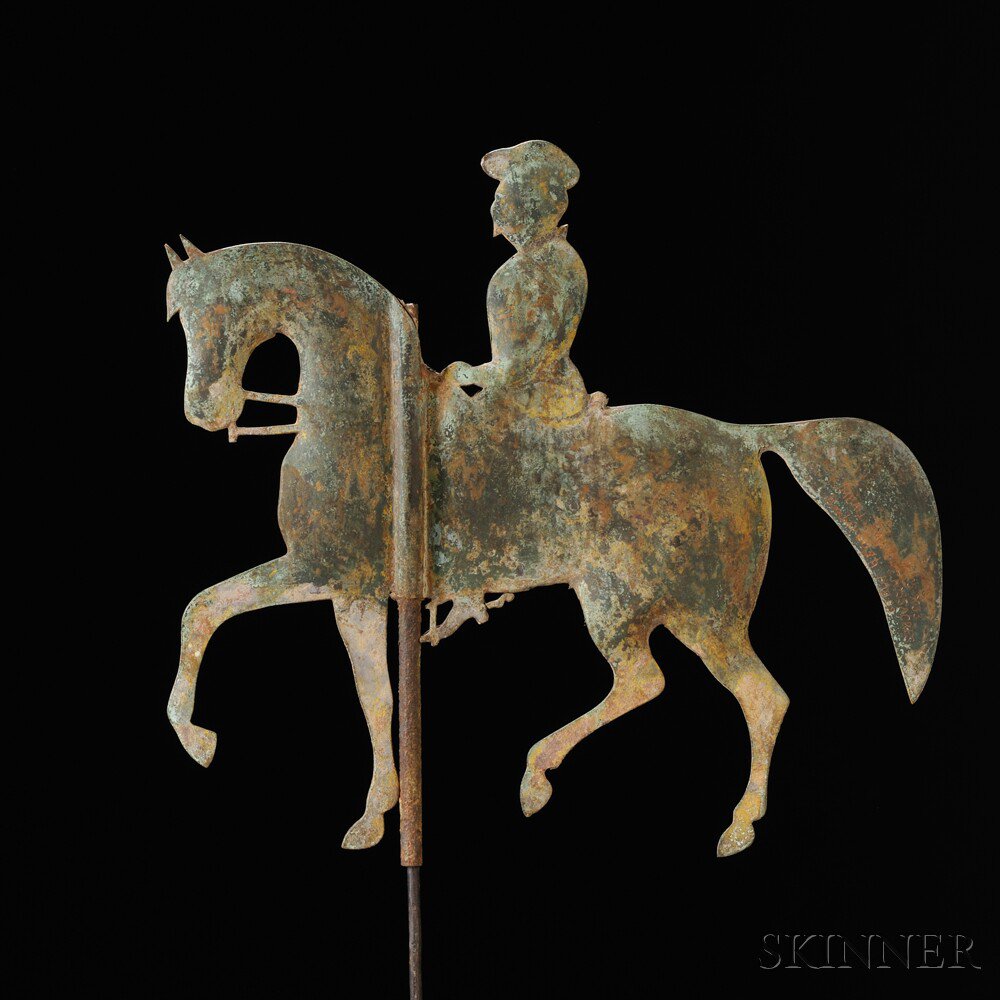 Appraisal: Molded Sheet-copper Horse and Rider Weathervane America late th century