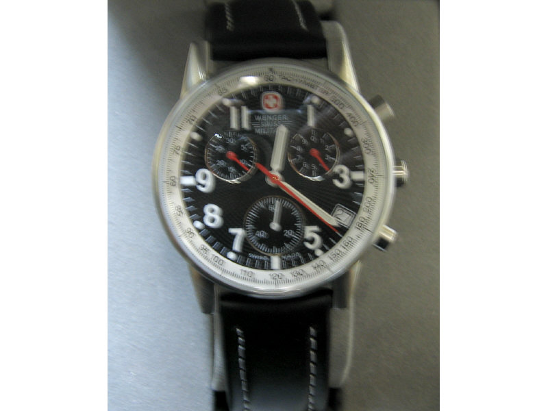 Appraisal: SWISS ARMY CHRONOGRAPH MEN'S WRIST WATCH With black strap and