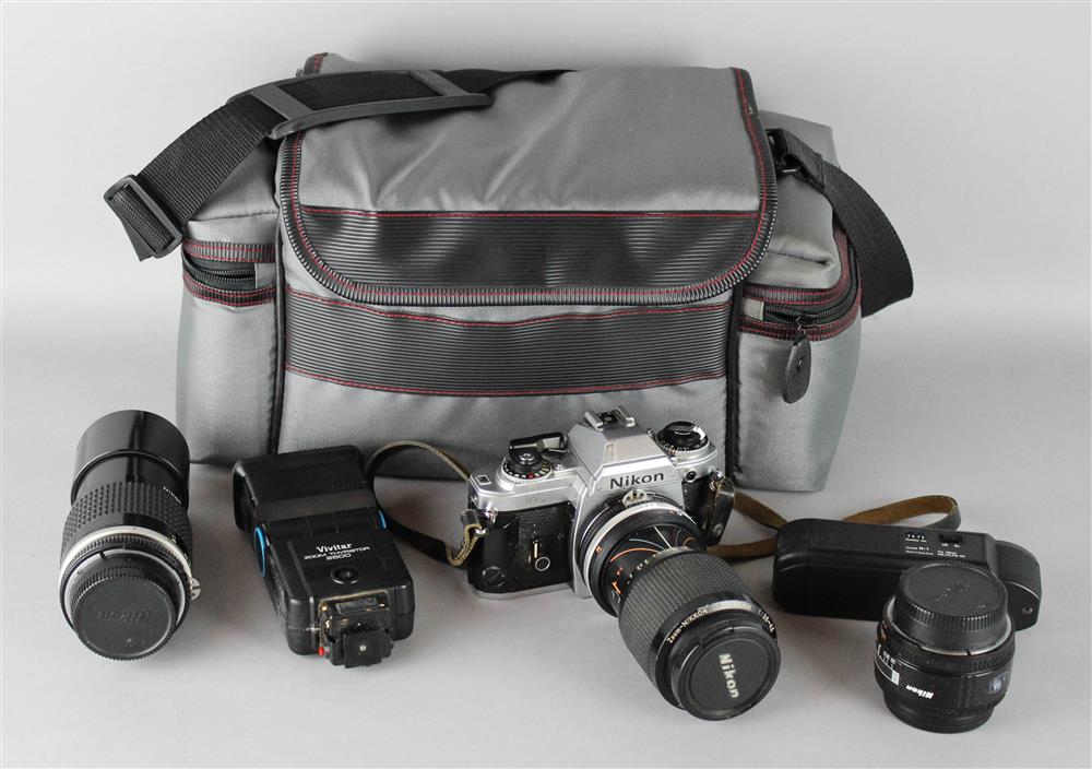 Appraisal: NIKON FG CAMERA AND NIKON LENSES the lenses an AF