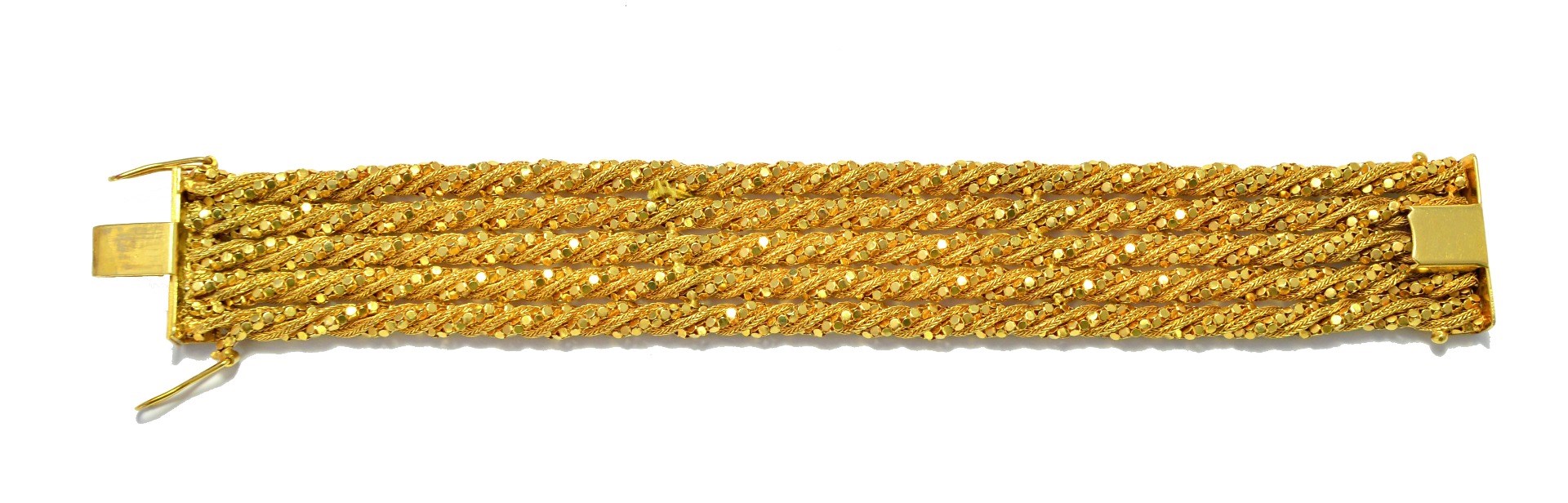 Appraisal: A gold bracelet in a four row interwoven ropetwist and