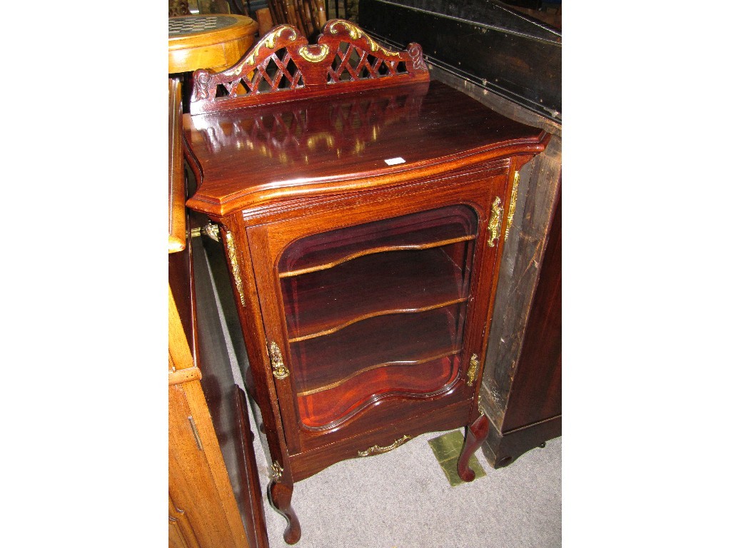 Appraisal: Victorian brass mounted and glazed door music cabinet