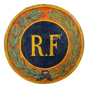 Appraisal: A Painted Canvas Republic of France Sign th Century Diameter