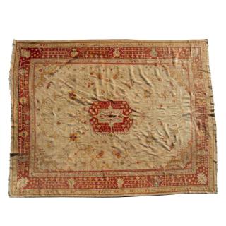 Appraisal: Room-size Oushak carpet Late th th c approx ' x