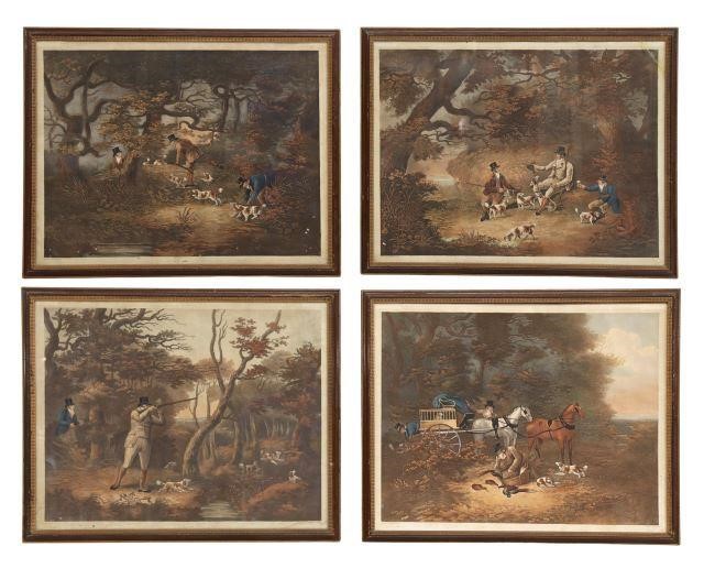 Appraisal: lot of Framed aquatints on paper English Shooting Scenes after