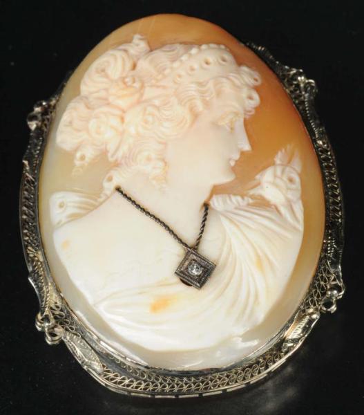 Appraisal: Antique Jewelry K Y Gold Cameo Pin Description One small